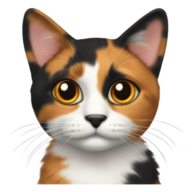 Calico cat with a black face sticker