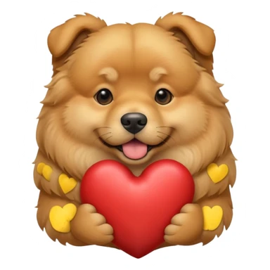 Golden Retriever/Chow Chow mix holding a large heart in its mouth (modeled after the dog image attached) sticker