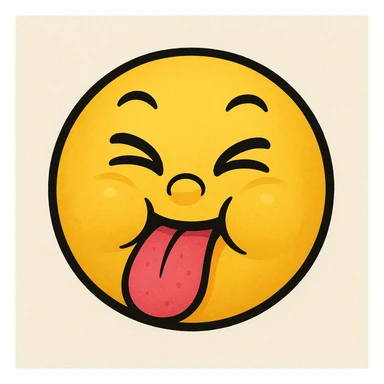 yellow emoji with a face blowing a raspberry sticker