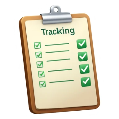 A checklist with a prominent green checkmark on the first item, symbolizing tracking completed tasks and progress sticker