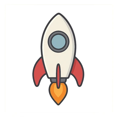 simple rocket ship, general style, clean and minimalistic sticker
