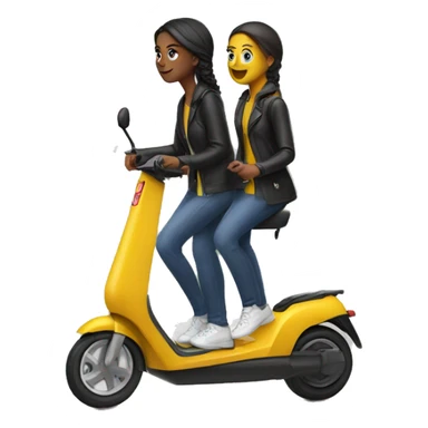 2 girls on a standing e-scooter sticker