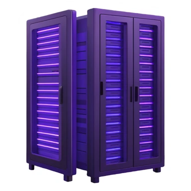 modern server rack with purple glowing lights sticker
