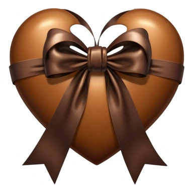 Brown heart with dark brown bow ribbon sticker