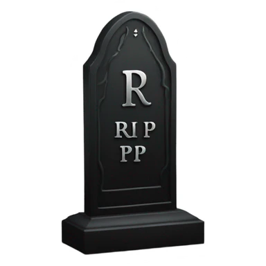 a black grave with the inscription R i P in silver sticker