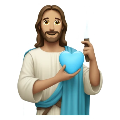 Jesus holding a light blue heart  sticker