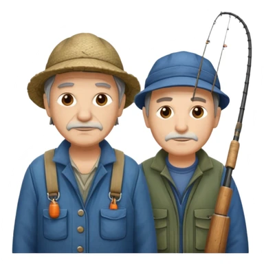 2 pescadores uno mayor y el otro joven, piel clara y pelo oscuro sticker