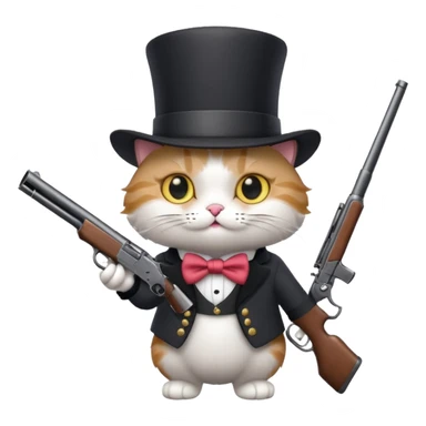 A cat with a top hat and a 24-gauge shotgun sticker