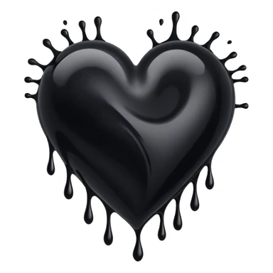 black ink heart emoji with ink streaks sticker