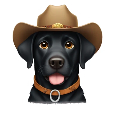 Black labrador wearing cowboy hat sticker