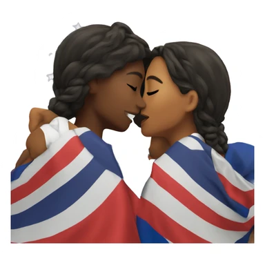 two girls kissing in front of lesbian flag sticker