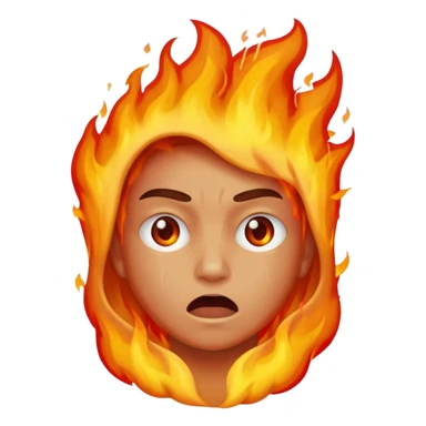 Make an emoji of a person tearing themself apart with flames and their on fire sticker