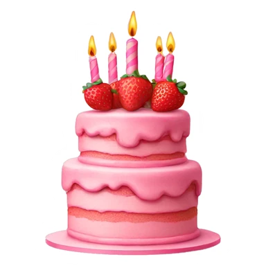 Pink birthday cake with strawberries  sticker