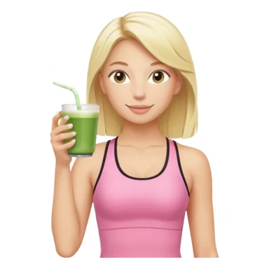 blonde pilates instructor in pink drinking matcha sticker