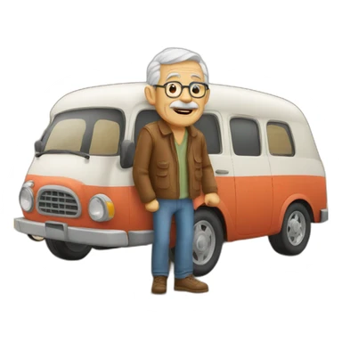 Old man on a roadtrip with friends sticker