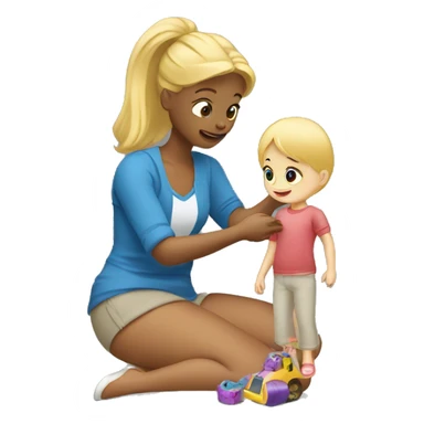 blonde women playing with blonde child with toys sticker