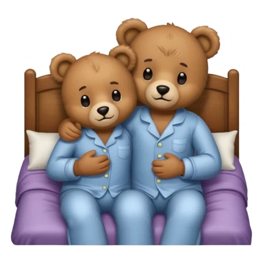 Teddy bear couple in the bed hug  sticker