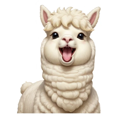 Cinematic Cute Yawning Cream Alpaca Portrait Emoji, Head tilted slightly with a dramatic, wide-open yawn, showcasing a soft, fluffy cream fleece with subtly drooping ears, round gentle eyes barely open in drowsy contentment, Simplified yet irresistibly adorable features, highly detailed, glowing with a soft, cozy glow, high shine, relaxed yet expressive, stylized with a touch of whimsy, bright and endearing, soft glowing outline, capturing the essence of a sleepy yet affectionate alpaca, so drowsy it feels like it could stretch out of the screen and curl up for a nap! sticker