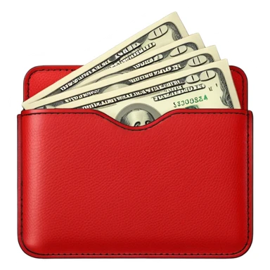 Red wallet with dollars sticker