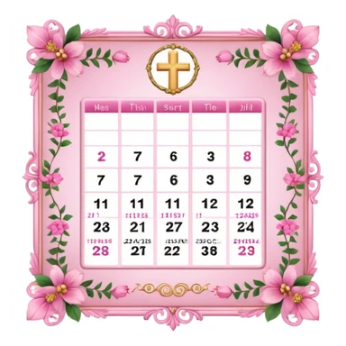 make a catholic calendar with very girly pink tones. sticker