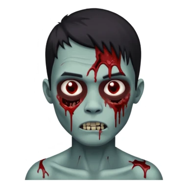 garoto zumbi com cabelo preto e ferimento no rosto sticker