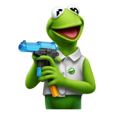 kermit the frog holding a water pistol  sticker
