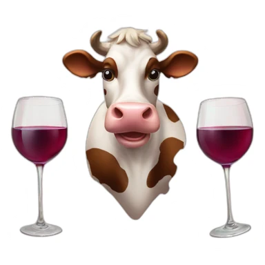 Three smiley cows with three glasses of wine sticker