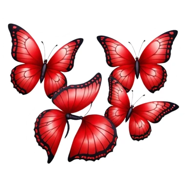  crimson butterflies with cracked porcelain red wings in gothic style sticker