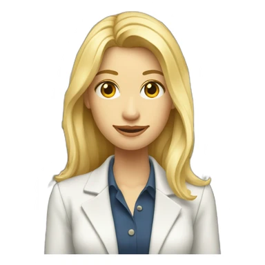 Blond architect, with mid long blond hair, posing next to a eooden house sticker