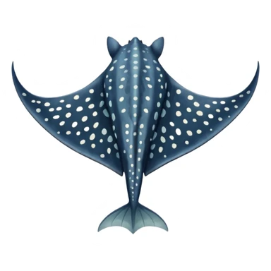 Spotted eagle sting ray with wide wingspan and long tail viewed from above sticker