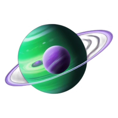 green planet with purple saturn rings and white moon sticker