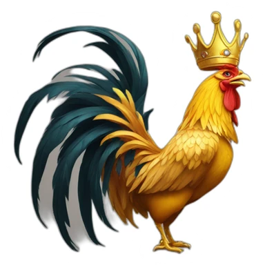proud and howling golden phoenix rooster with a crown on its head sticker