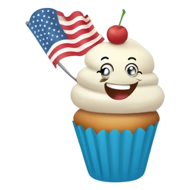 Happy cupcake with an American flag sticker