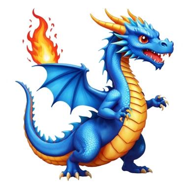 Dragon bleu qui crache du feu sticker