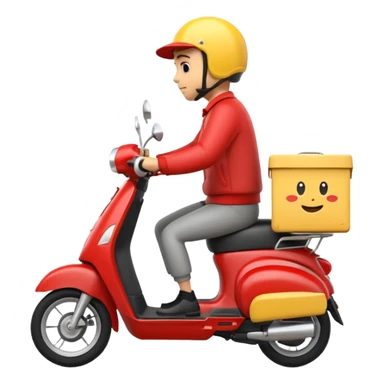an animated emoji of a food delivery scooter whizzing past fast sticker