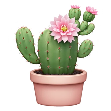 1 Pastel green cactus with tiny pastel pink flower sticker