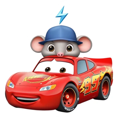 Lightning McQueen with rat hat sticker