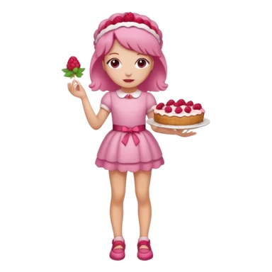 Raspberry torte human full body and legs girl with a raspberry barrette on her head sticker