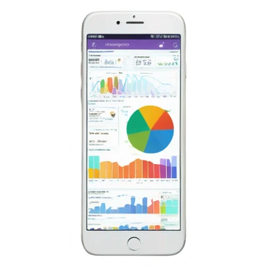 smartphone showing a website dashboard with charts sticker