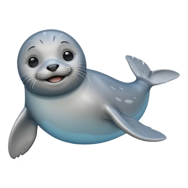 A 3D cartoon seal swimming with visible flippers, calm blue water, soft sunlight, Memoji-style realism. sticker