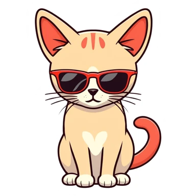 Red point Siamese Cat with sunglasses sticker