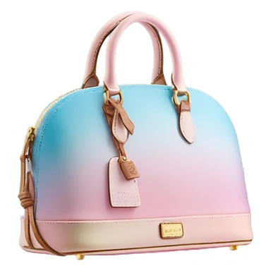 Realistic pastel pink to pastel blue ombre dooney and bourke domed satchel purse.  sticker
