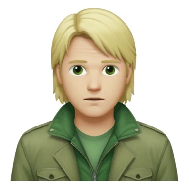 james silent hill a man with blonde long  hair and green jacket sticker