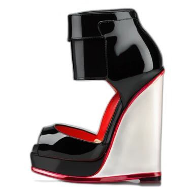One WEDGE heel LOUBOUTIN black PATENT sticker