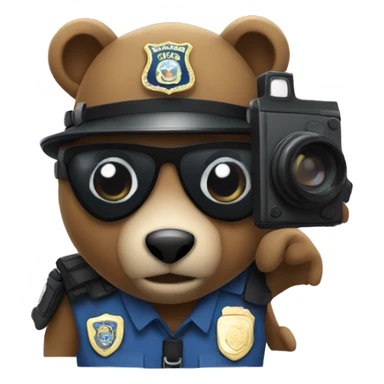 a bear  police officer holding a camera sticker