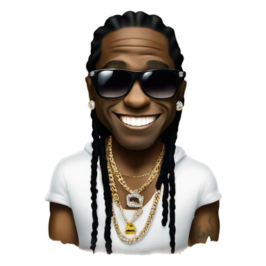 Lil Wayne:

A laid-back icon with oversized shades, layered chains, tattoos, and a diamond-studded grill, often flashing a big, expressive smile. Cool, confident, and effortlessly stylish. sticker