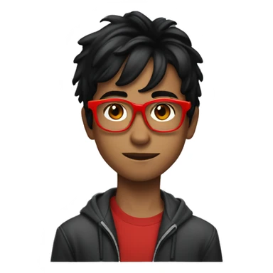 Anirudh, black, black hair, red glasses, scar on forehead, 12 years old sticker