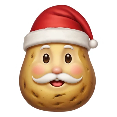 Potato with a smile face and a Santa Christmas hat on sticker