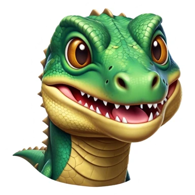 Cinematic Comical Komodo Dragon Lizard Portrait Emoji, Head tilted dramatically with an exaggeratedly shocked expression, featuring a robust, scaled body with wide, comically expressive eyes full of humorous disbelief, Simplified yet hilariously expressive features, highly detailed, glowing with a slightly sassy glow, high shine, dramatic yet playful, stylized with an air of quirky exotic attitude, soft glowing outline, capturing the essence of a meme-worthy Komodo dragon that looks ready to side-eye its way into viral fame! sticker