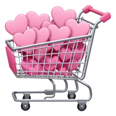 pink shopping cart filled with pink hearts sticker
